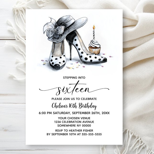 Invitación Polka Dot High Heel Shoes 16th Birthday (Subido por el creador)