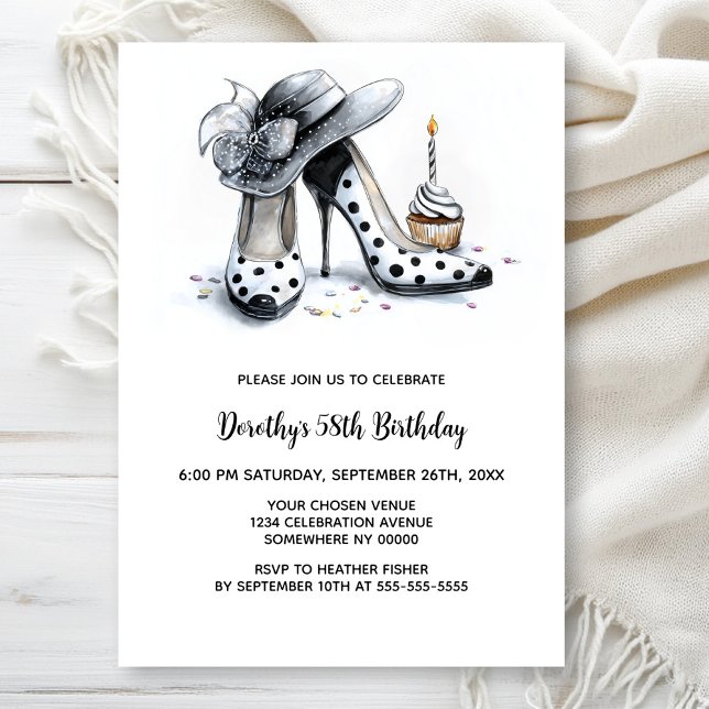 Invitación Polka Dot High Heel Shoes Birthday Party (Subido por el creador)