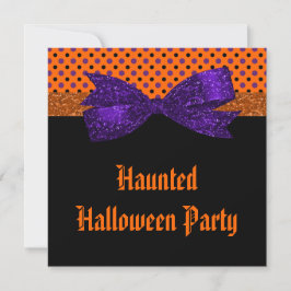 Invitación Polka Dot Naranja morado Halloween negro