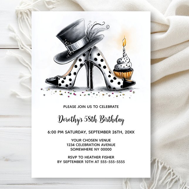 Invitación Polka Dot Stiletto Shoes Birthday Party (Subido por el creador)