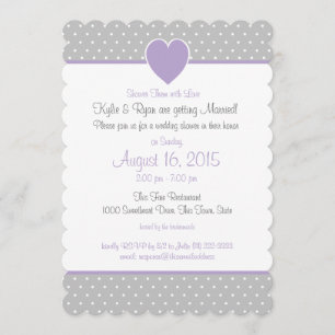 Invitación Polka dot Sweet Heart Gray and Purple