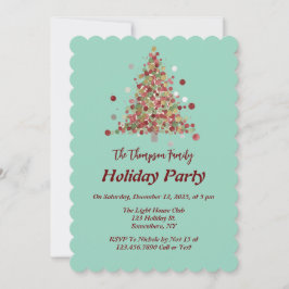 Invitación Polka Dot Tree Christmas Holiday Party