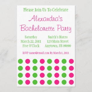 Invitación Polka Dots Bachelorette Invite (Rosa Caliente / Li