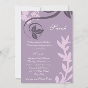 Invitación polka púrpura floral punto