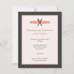 Invitación Polka rosa retro encuadran a la anfitriona fiesta