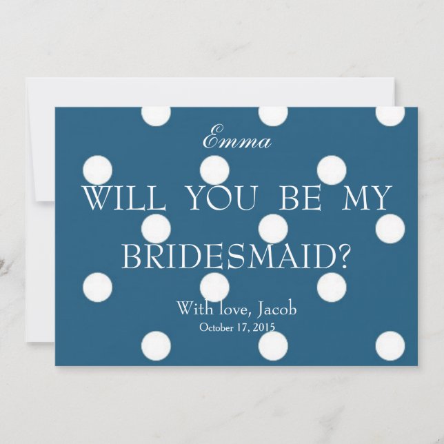 Invitación Polkadots Blancos Azules Serán Mi Novia (Anverso)