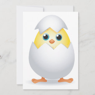 Invitación Pollito Amarillo Saliente en Cáscara de Huevo