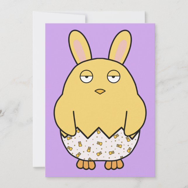 Invitación Pollito conejo aburrido (Anverso)