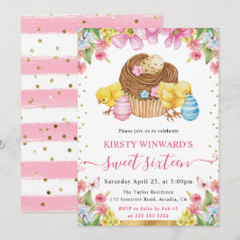 Invitación Pollitos de Pascua con Acuarela y Pastel Primavera
