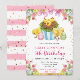 Invitación Pollitos de Pascua en Acuarela Cumpleaños de prima