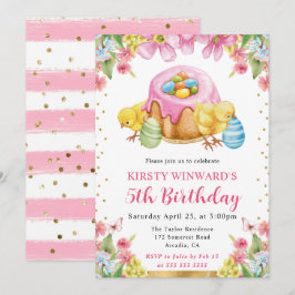 Invitación Pollitos de Pascua en acuarela Primavera Cumpleaño