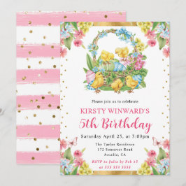 Invitación Pollitos y Huevos de Pascua Cumpleaños de primaver