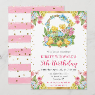 Invitación Pollitos y Huevos de Pascua Cumpleaños de primaver
