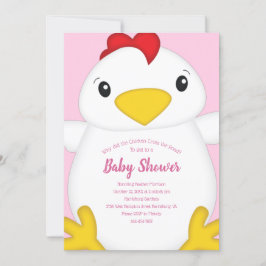 Invitación Pollo Baby Shower Pink