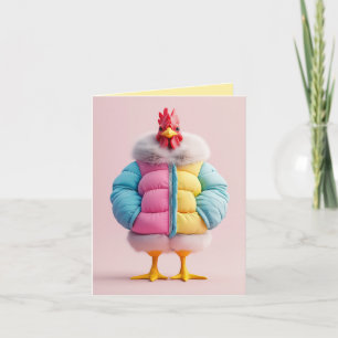 Invitación Pollo con Estilo en Chaqueta Acolchada de Invierno