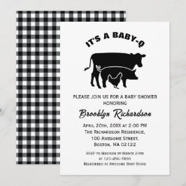 Invitación Pollo de cerdo negro de vaca blanco BabyQ BBQ Baby