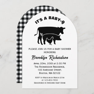 Invitación Pollo de cerdo negro de vaca blanco BabyQ BBQ Baby