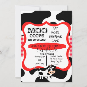 Invitación Pollo de comida rápida Cow Moo imprimir el cumplea