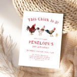 Invitación Pollo de granja en la fiesta de cumpleaños de este<br><div class="desc">Carta de invitación a la fiesta de cumpleaños de un niño con temática de granja con ilustracion de gallinas a la acuarela y una chica. El texto dice "Esta chica tiene XX años"</div>