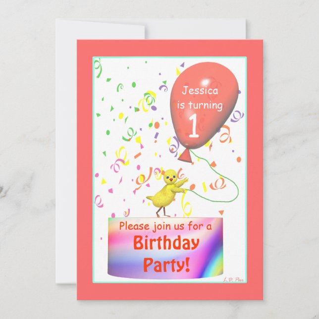 Invitación Pollo del primer cumpleaños del partido (Anverso)