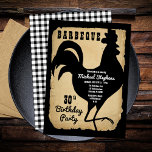 Invitación Pollo rústico de campo BBQ 30 Fiesta de cumpleaños<br><div class="desc">Estilo rústico de una casa de campo con aspecto de papel viejo y roto y cheques de búfalo en blanco y negro como telón de fondo para un diseño de fiesta de cumpleaños "BARBEQUE" de Holiday Hearts Designs (derechos reservados).</div>