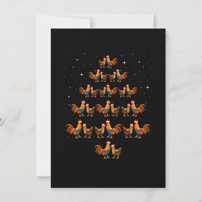 Invitación Pollos Árboles de Navidad Niños Hombres X Más Deco (Anverso)