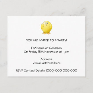 Invitación Polluelo lindo. Pequeño pájaro amarillo