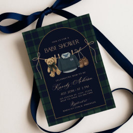 Invitación Polo Baby Shower Invitation, Preppy Teddy Bear Bab
