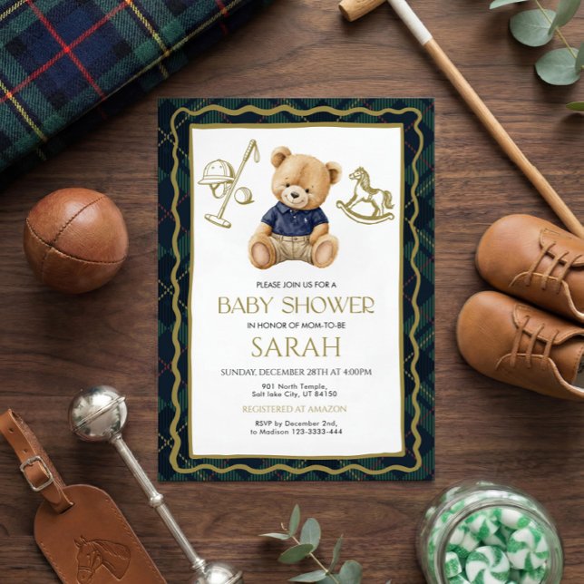 Invitación Polo Teddy Bear Baby Shower Invitation (Subido por el creador)