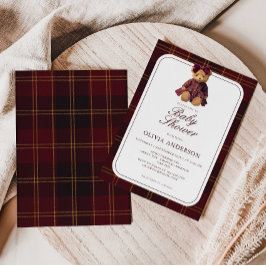 Invitación Polo Teddy Bear Girl Baby Shower Invitation