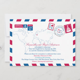 Invitación POLONIA Azaul Correo Aéreo Post Matrimonio