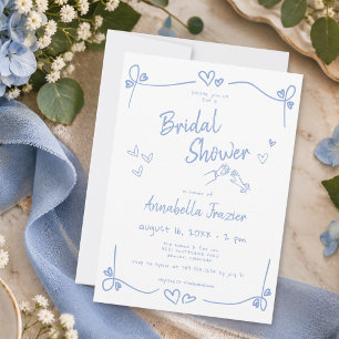 Invitación Polvo Azul Caprichoso Bridal Shower Dibujado a Man