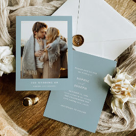 Invitación Polvo Azul Elegante texto y foto | BODA