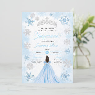 Invitación Polvo Azul Invierno Wonderland Quinceanera