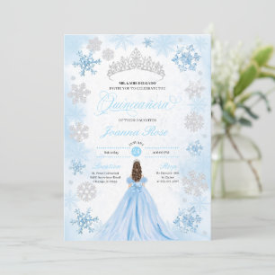 Invitación Polvo Azul Invierno Wonderland Quinceanera