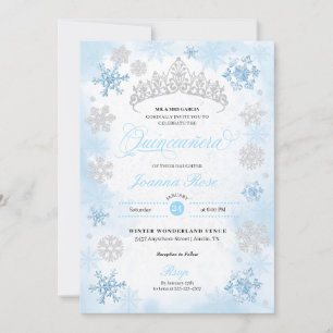 Invitación Polvo Azul Invierno Wonderland Quinceanera