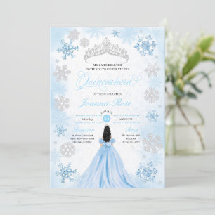 Invitación Polvo Azul Invierno Wonderland Quinceanera