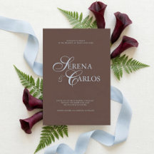 Polvo Azul Marrón Chocolate Moderno Boda