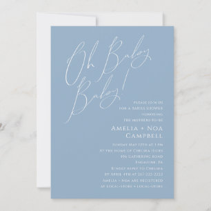 Invitación Polvo Azul Polvoriento ¡Oh Bebé Bebé! Ducha Conjun