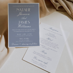 Invitación Polvo Azul Retro Antiguo Todo En Uno Boda Dinero A
