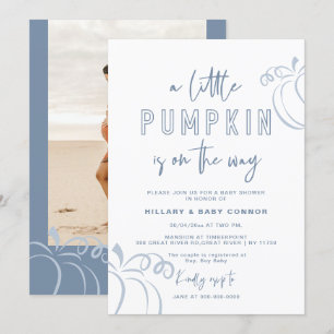 Invitación Polvo Azul Un Pequeño Calabaza Baby Shower