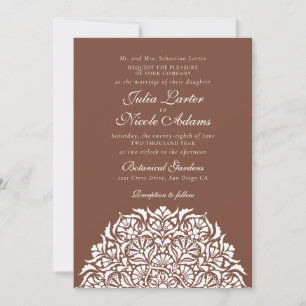 Invitación Polvo Boho Marrón Caprichoso Floral Mandala Boda