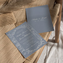 Polvo Botánico Floral Azul Boho Clásico Boda