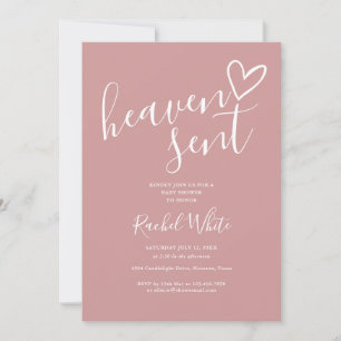 Invitación Polvo de Corazón Enviado al Cielo Rosa Niña Fiesta