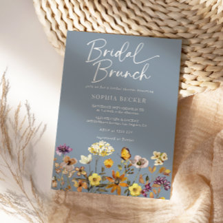 Invitación Polvo de Flor Silvestre Azul Polvo Floral Jardín D