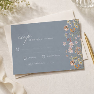 Invitación Polvo de Flor Silvestre Azul Polvoriento Boho Jard