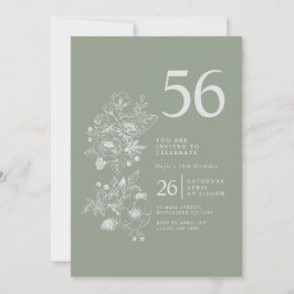 Invitación Polvo de Flor Silvestre Botánica Azul Polvoriento 