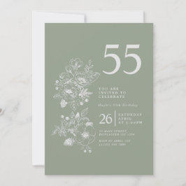 Invitación Polvo de Flor Silvestre Botánica Azul Polvoriento 