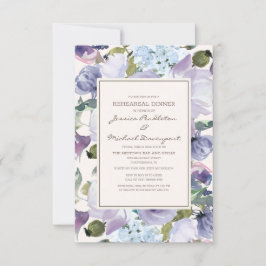 Invitación Polvo de Lila Azul Crema Cena de Ensayo Floral