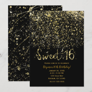 Invitación Polvo de Oro Brillo y Fiesta de Dulces 16 Dieciséi